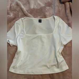 SHEIN EZwear Casual Simple Lady's Slim Fit Square Neck Short Sleeve T-Shirt